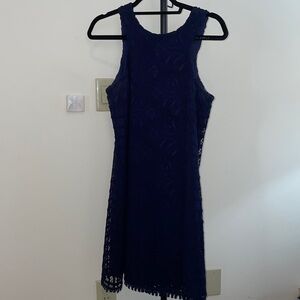 Lilly Pulitzer navy knit crochet cocktail dress